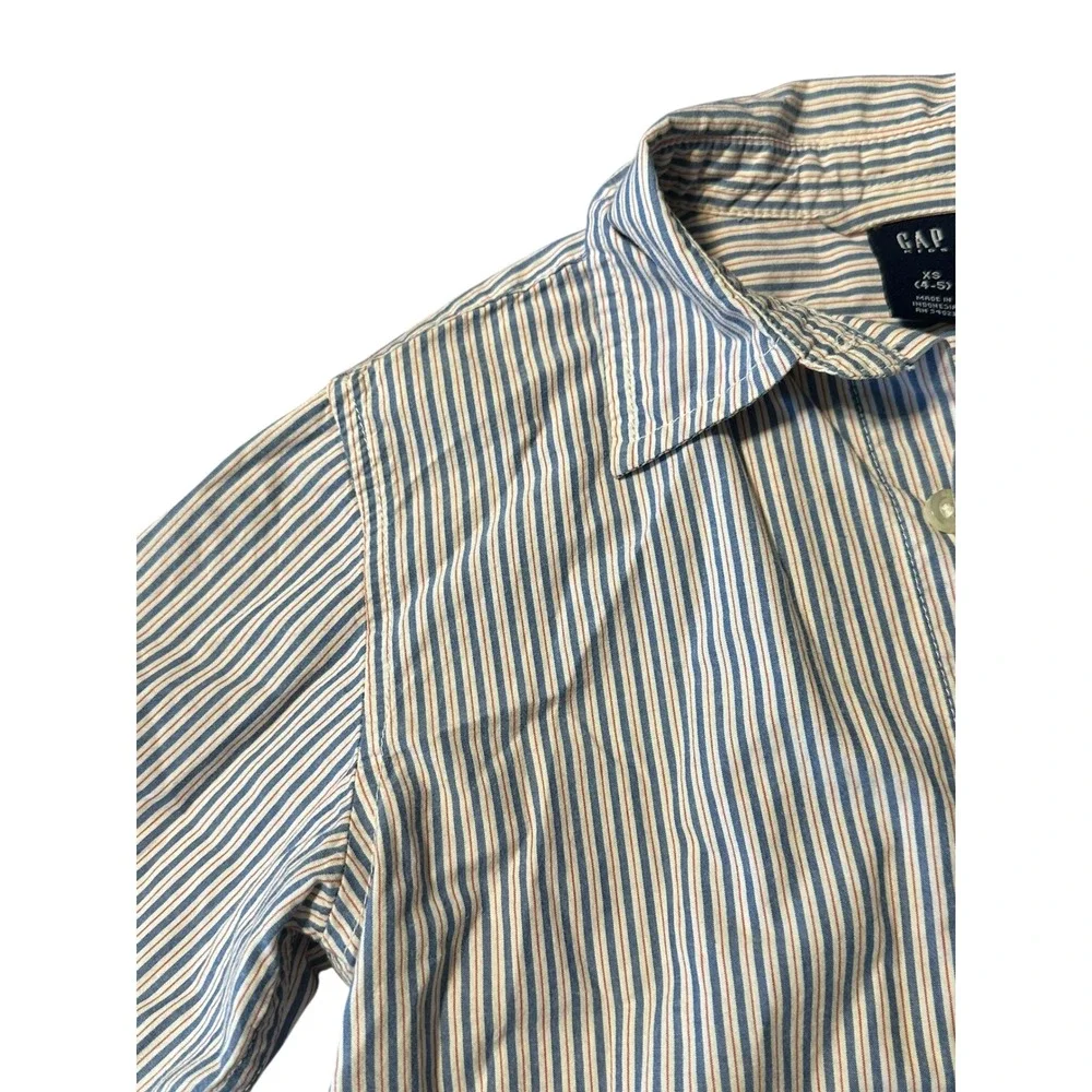 GAP Kids‎ XS Blue White Striped Long Sleeve Button Down Shirt Boy Girl